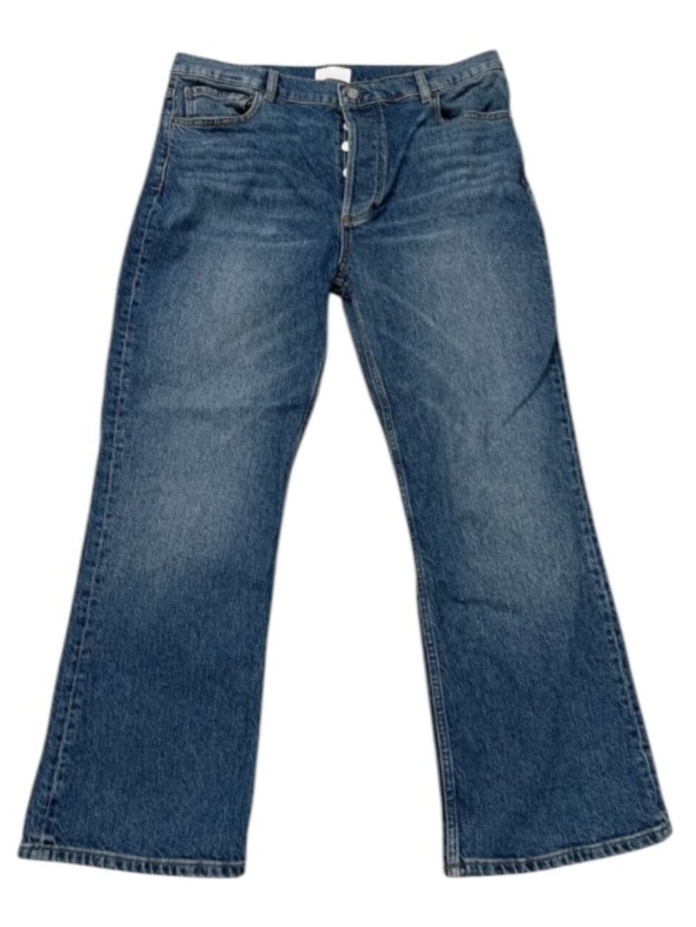 Boyish Jeans Brady High Rise Crop Flare Mirror Blue Eco Stretch Denim Size 34"